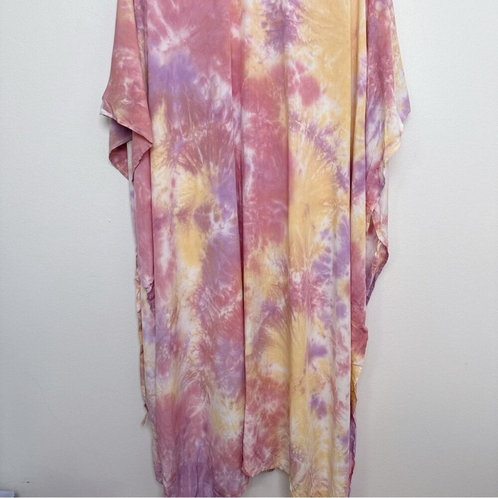 Torrid Womens One Size Pink Tie Dye Longline Ruana Kimono CN - Picture 10 of 11